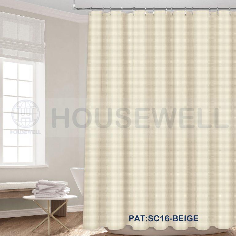 Solid Color Polyester Shower Curtain, Water Repellent, Mildew Resistant, Heavy Duty