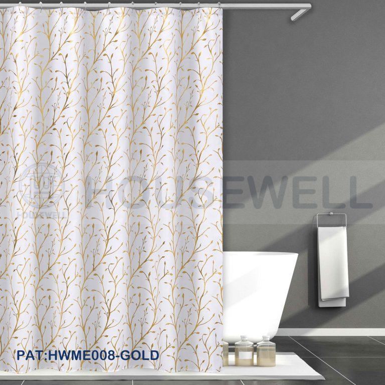 Metallic Printed Polyester Shower Liner, Quick Drying, No smell,Mildew Resistant