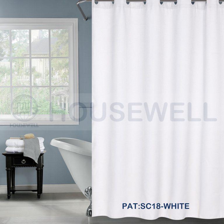 Jacquard Fabric Bathroom Shower Curtain, Water Repellent, Mildew Resistant, Heavy Duty