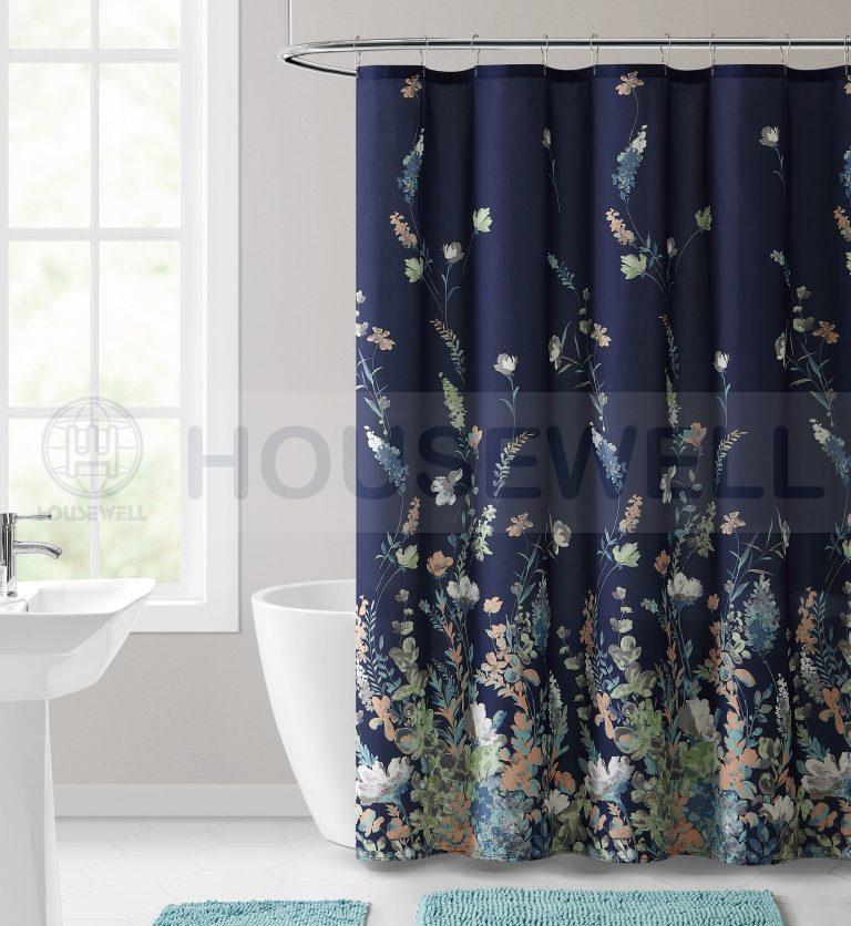 Metallic Printed PE/EVA Shower Curtain Liner, Water proof, Eco-Friendly