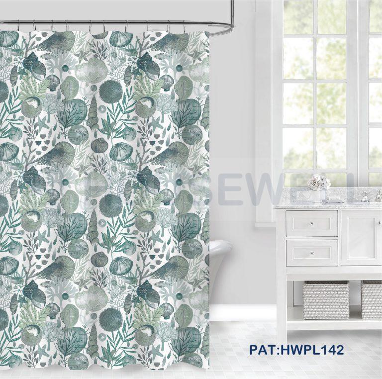 Printed 100% Polyester Bathroom Shower Curtain, Water proof, Mildew Resistant