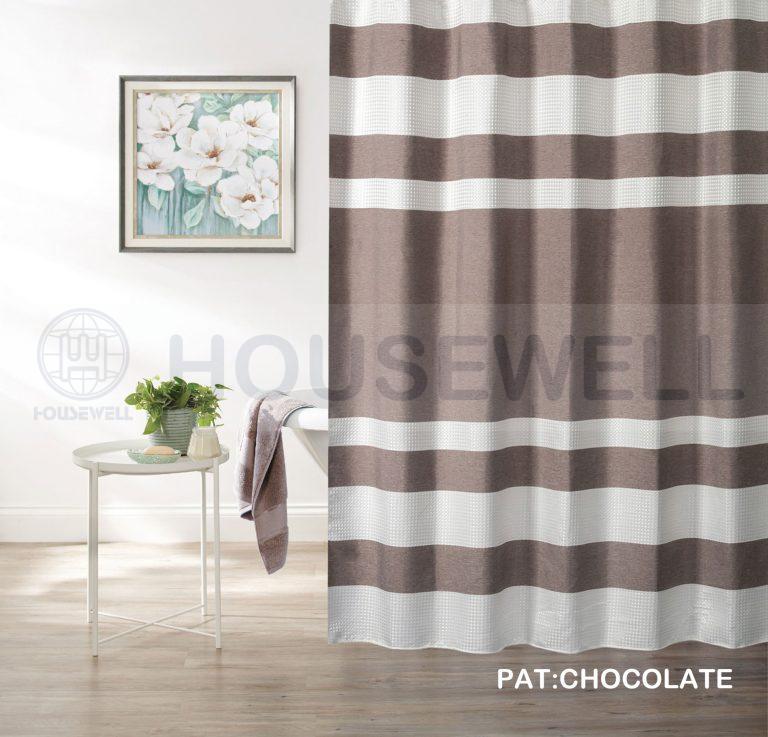 Cationic Stripe Polyester Shower Curtain Set, Wipes Clean, Mildew Resistant