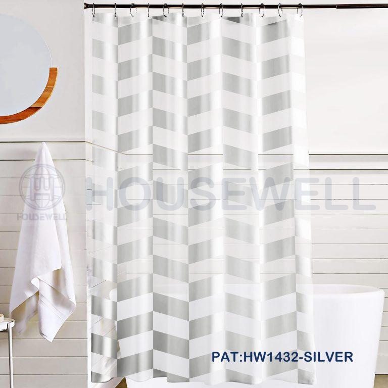 Printed Premium PEVA Shower Curtain Set, Quick Drying, Heavy Duty