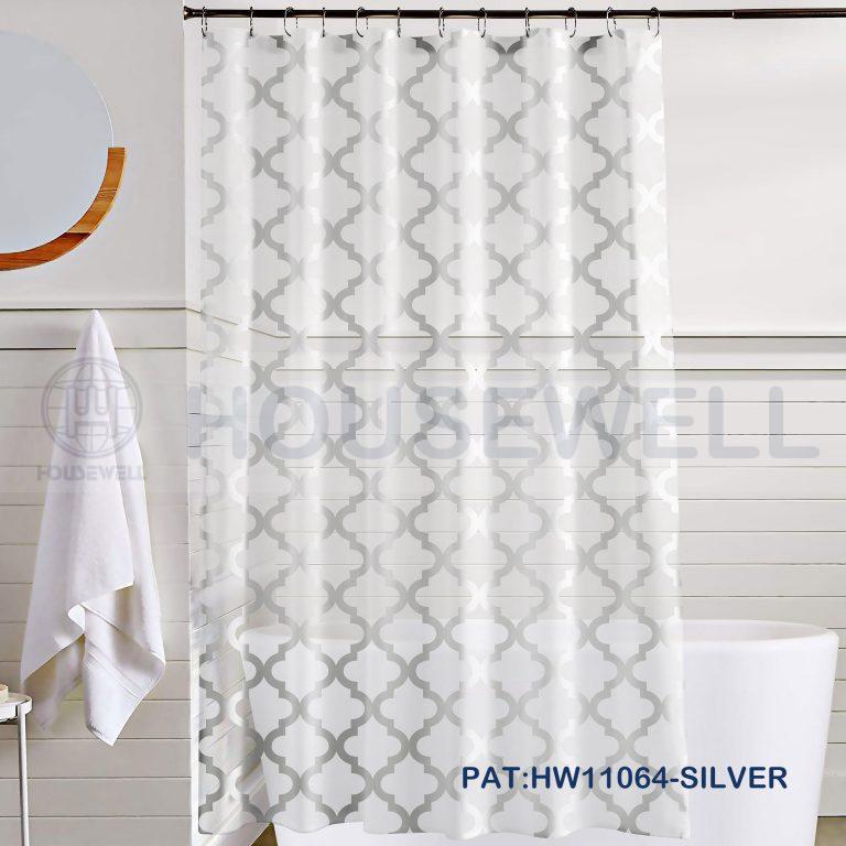 Metallic Printed Plastic Shower Curtain, Water Repellent, Eco-Friendly and Non-toxic