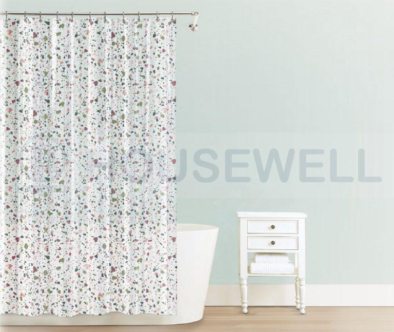 Metallic Printed Premium PEVA Shower Curtain Set, Quick Drying, Non-toxic