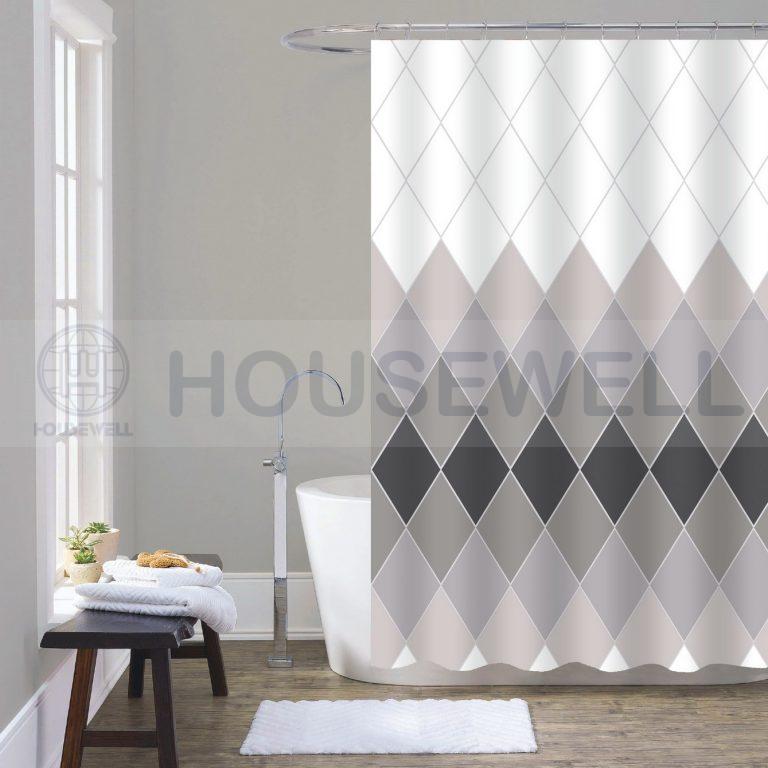 Metallic Printed Polyester Shower Curtains, Wipes Clean, Heavy Duty