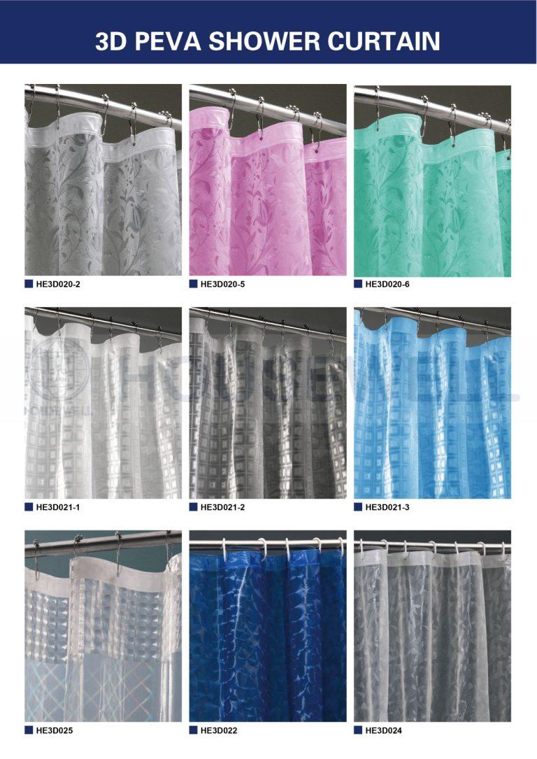 Embossed Premium PEVA Shower Curtains, Water proof, Eco-Friendly