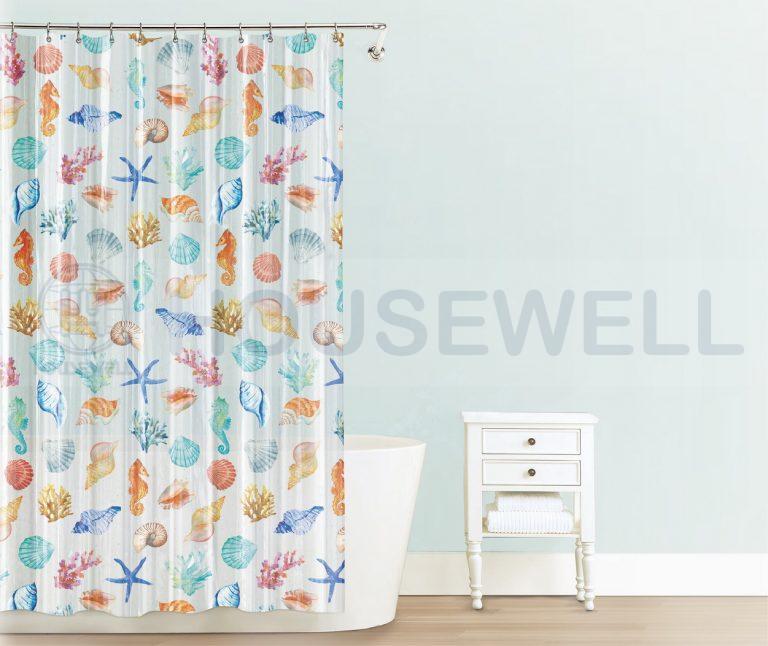 Metallic Printed PE/EVA Shower Curtain Set, Quick Dry, Non-toxic and tasteless