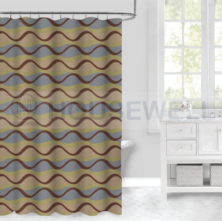 Printed 100% Polyester Bathroom Shower Curtain, Water proof, Mildew Resistant