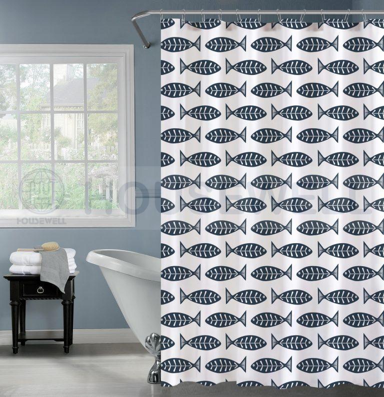 Metallic Printed 100% Polyester Shower Room Curtain, Water proof, Heavy Duty,Comfortable to touch